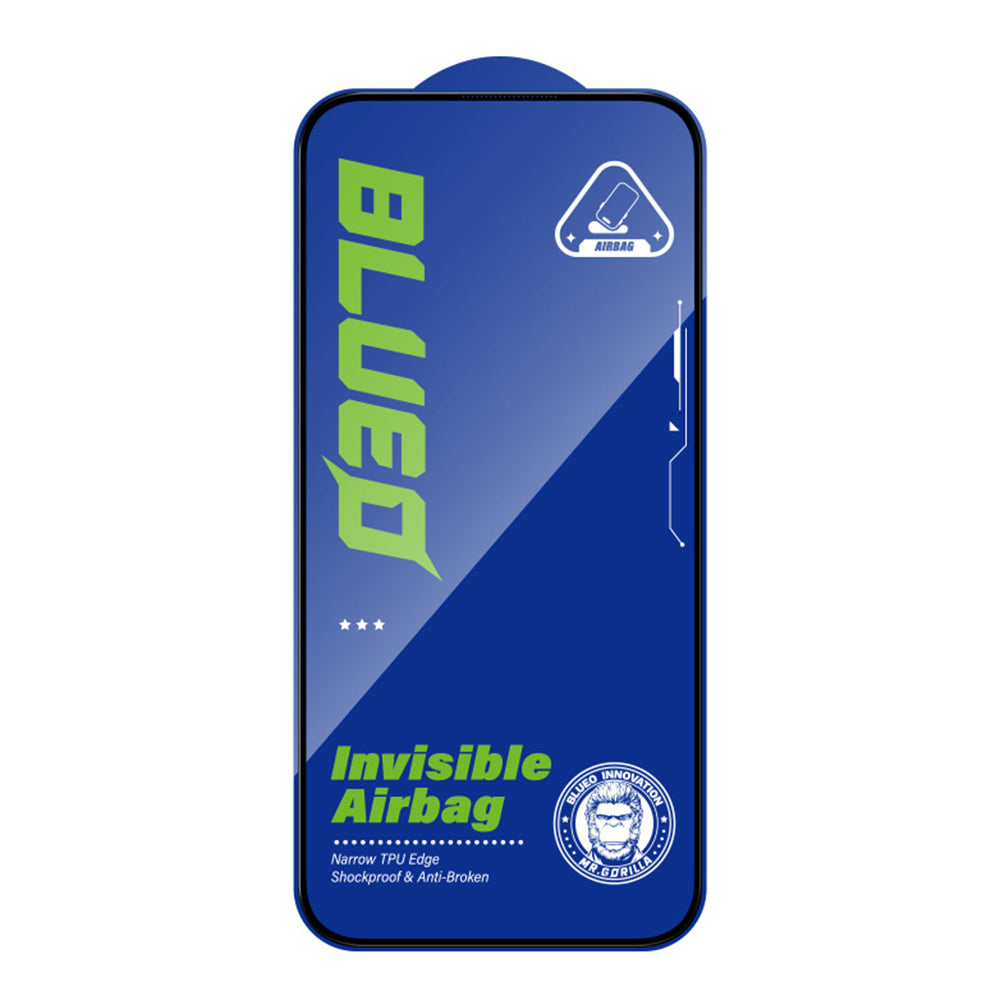 Blueo Anti-Broken näytönsuoja Apple iPhone 15 Prolle, turvalasi, täysiliimainen, musta
