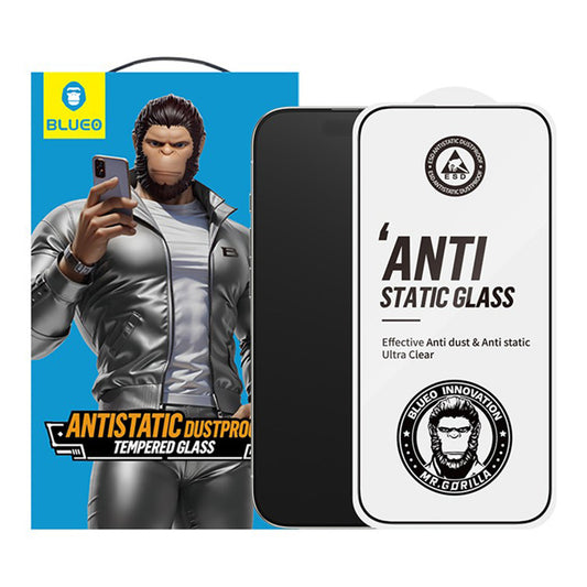 Blueo Anti-Static HD -suojakalvo Apple iPhone 17 Airille, Panssarilasi, Täysliima, Musta