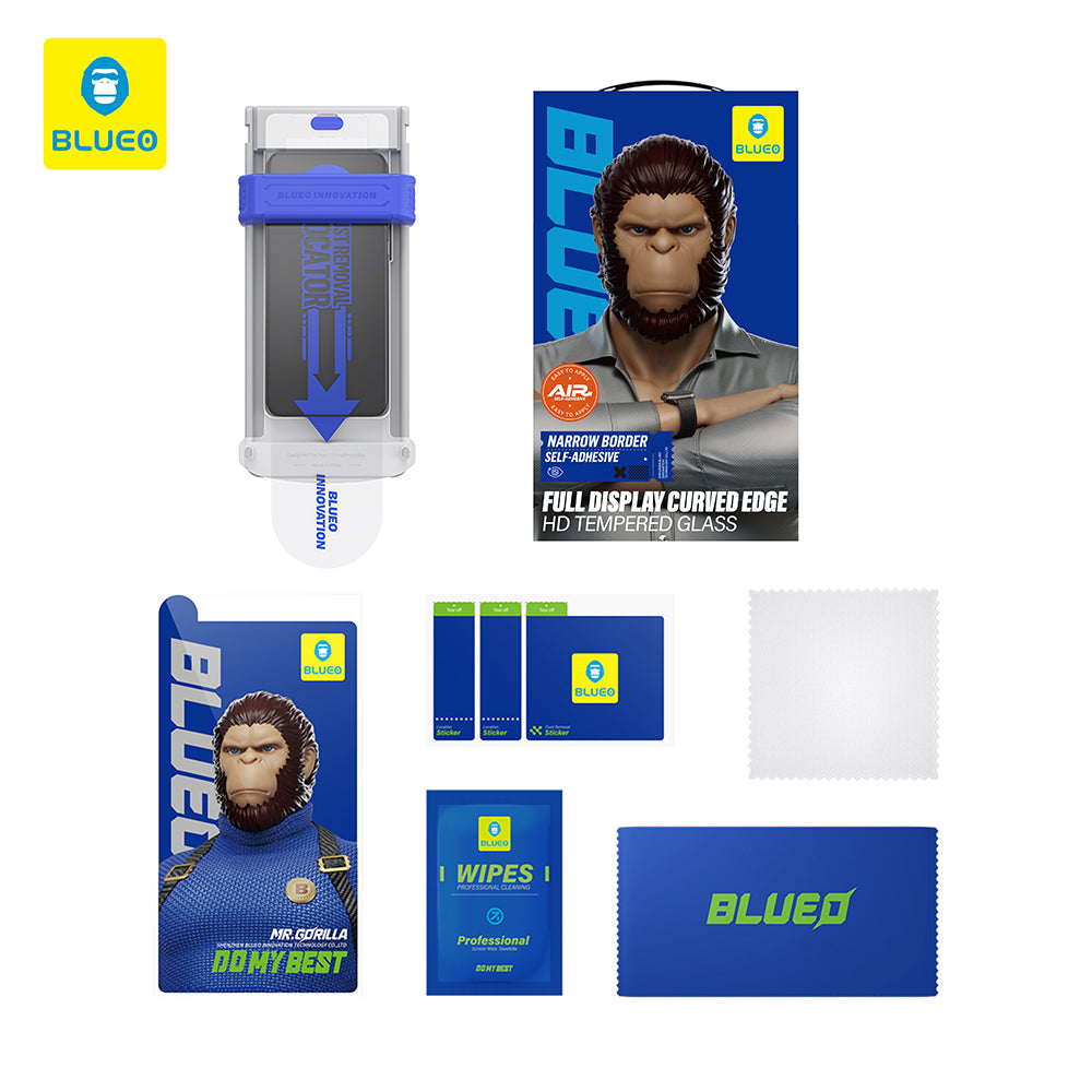 Blueo HD Applicator Pro -näytönsuoja Apple iPhone 16 Pro:lle, karkaistu lasi, täyshartsi, 3D, musta