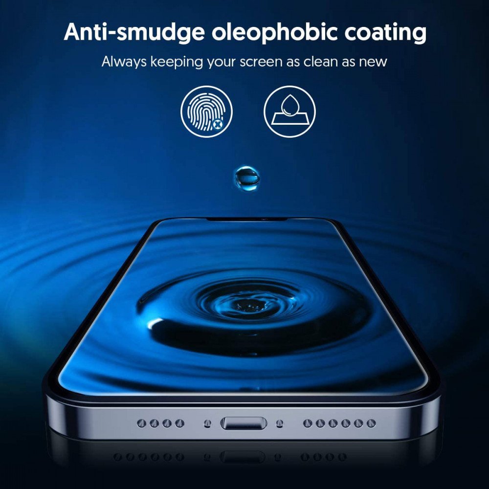 Blueo Silk HD -näytönsuoja Apple iPhone 15 Prolle, karkaistu lasi, täysiliimainen, 5 kappaleen setti, 2.5D, musta