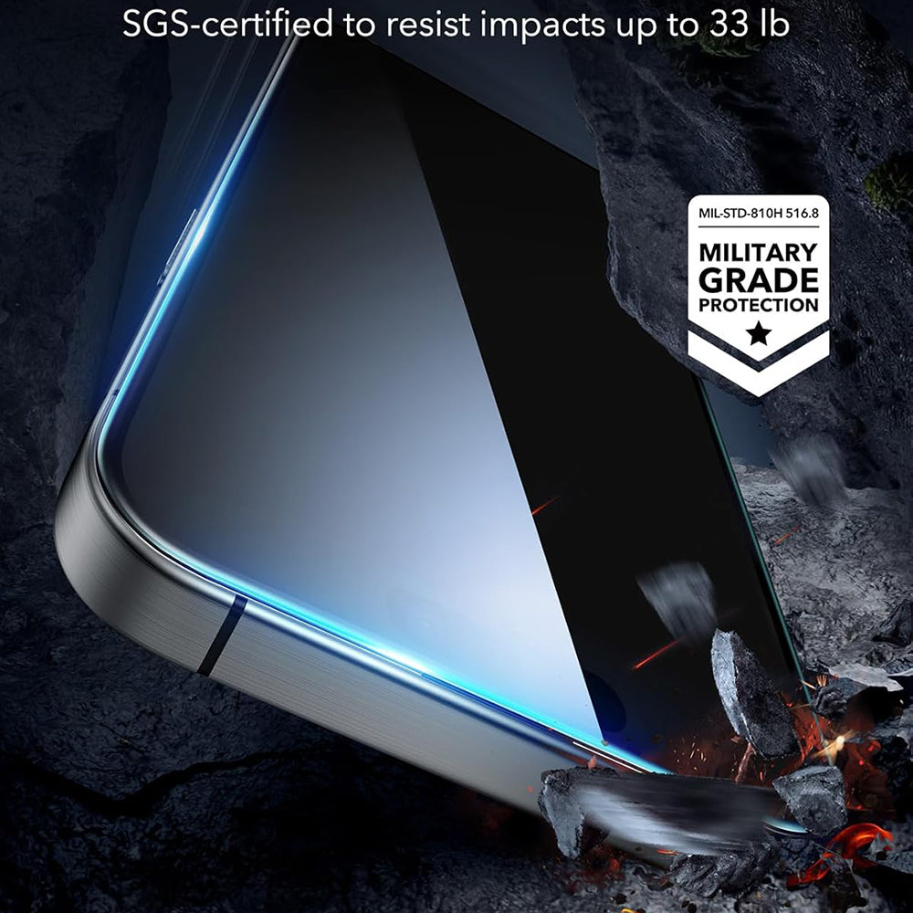 ESR-näytönsuojakalvo Apple iPhone 17 / 16 Pro:lle, Panssarilasi, Täysliima, 3 kappaleen setti, Musta