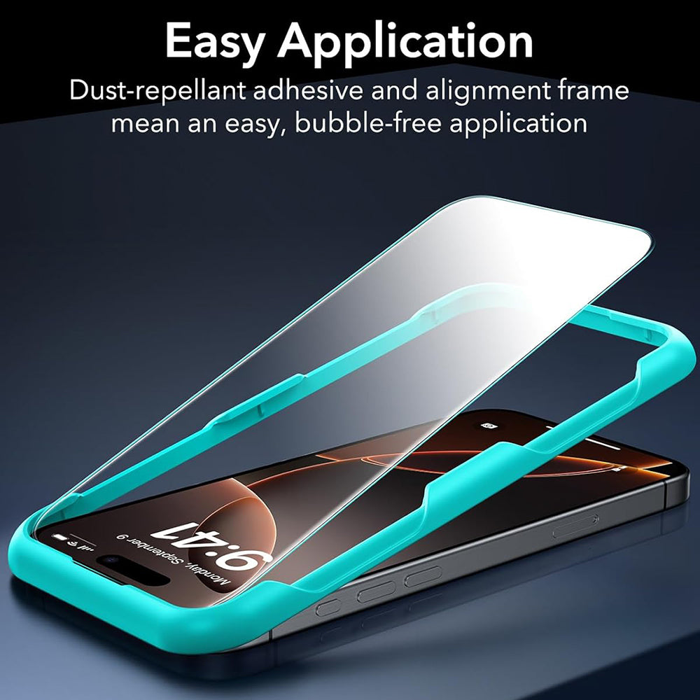 ESR-näytönsuojakalvo Apple iPhone 17 / 16 Pro:lle, Panssarilasi, Täysliima, 3 kappaleen setti, Musta