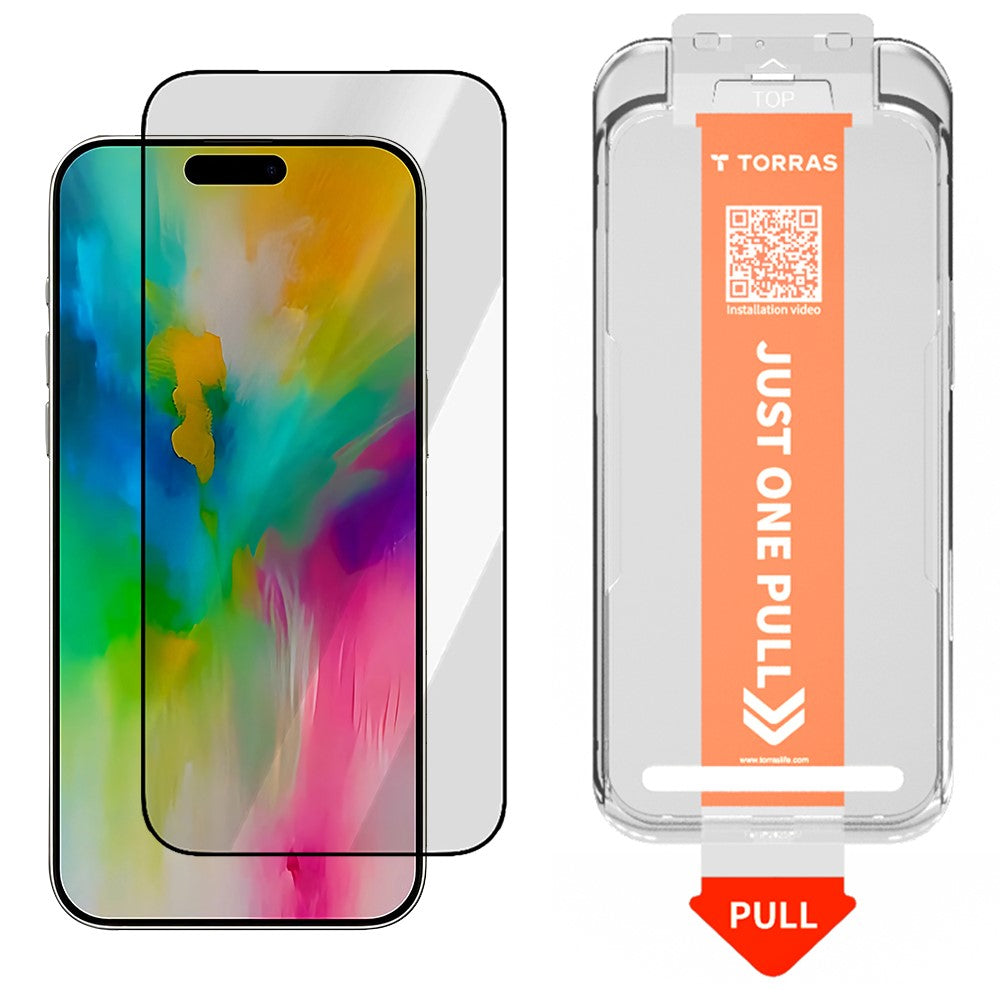 Torras GlassGo Install Master -suojakalvo Apple iPhone 17 Airille, Panssarilasi, Täysliima