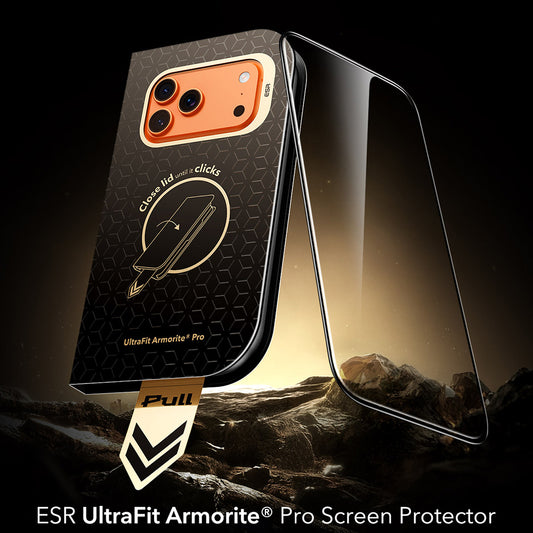 ESR Armorite Pro UltraFit -näytönsuoja Apple iPhone 18 Pro / 17 Pro:lle, suojattu lasi, täysiliimainen, musta