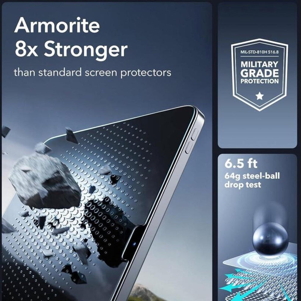 ESR Armorite UltraFit -näytönsuoja Apple iPad Air 11 (2026) / Air 11 (2025) -laitteille, karkaistu lasi, täysiliimainen, 2 kappaleen setti