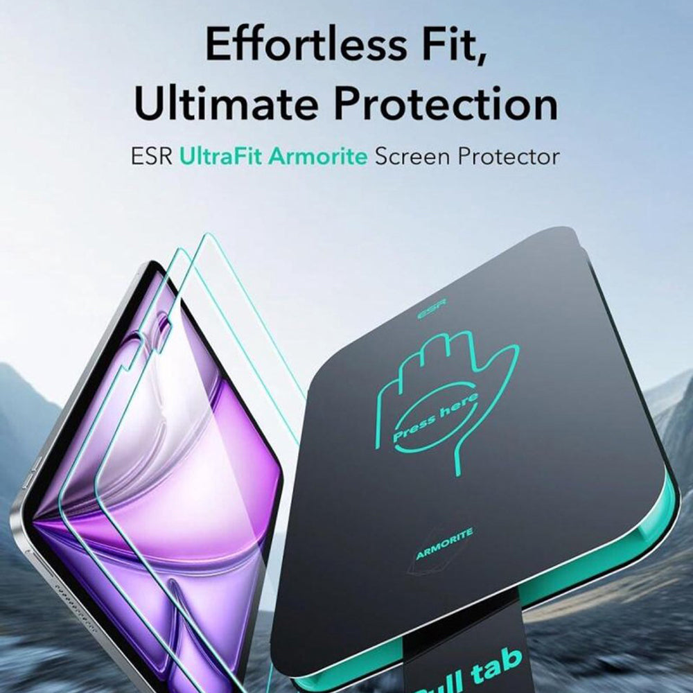 ESR Armorite UltraFit näytönsuojakalvo Apple iPad Air 13 (2025) / Air 13 (2024) varten, karkaistu lasi, täysliima, 2 kappaleen setti