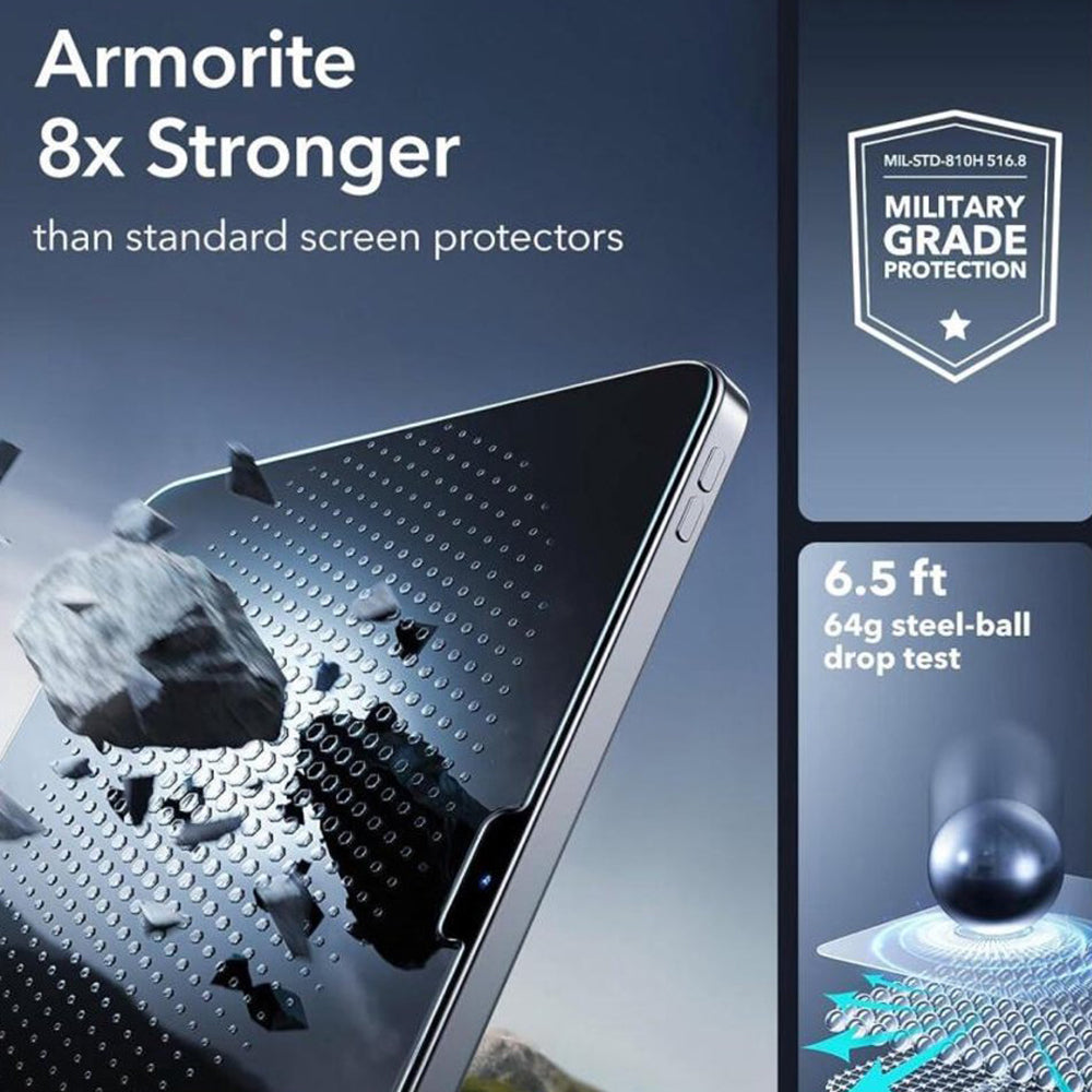ESR Armorite UltraFit näytönsuojakalvo Apple iPad Air 13 (2025) / Air 13 (2024) varten, karkaistu lasi, täysliima, 2 kappaleen setti