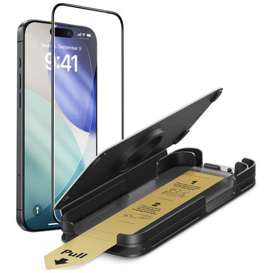 ESR UltraFit Armorite Pro -näytönsuojakalvo Apple iPhone 17 / 16 Pro -puhelimille, Panssarilasi, Täysliima, Musta