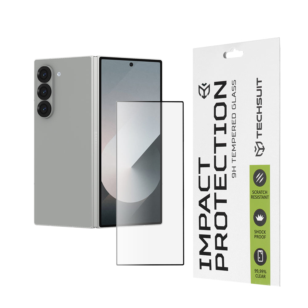 Techsuit Ulkoinen Näytön Suojakalvo Samsung Galaxy Z Fold6 F956:lle, Karkaistu Lasi, Täysi Liima, 111D, Musta