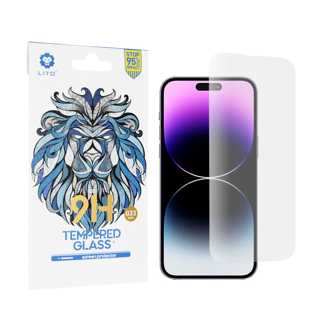 Lito Classic -näytönsuoja Apple iPhone 14 Pro Maxille, karkaistu lasi, täysliimainen, 2.5D