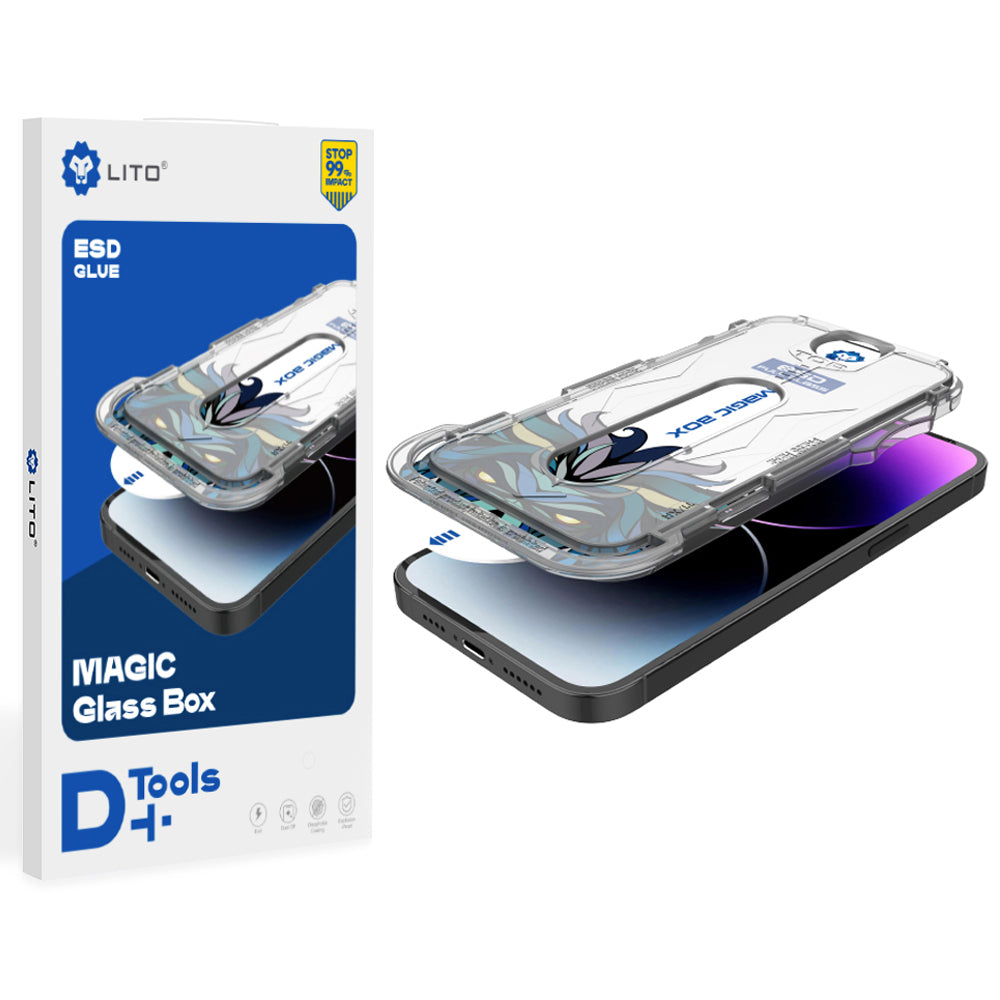 Lito Magic Glass Box D+ Tools -näytönsuoja Apple iPhone 16:lle, turvalasi, täysi liima