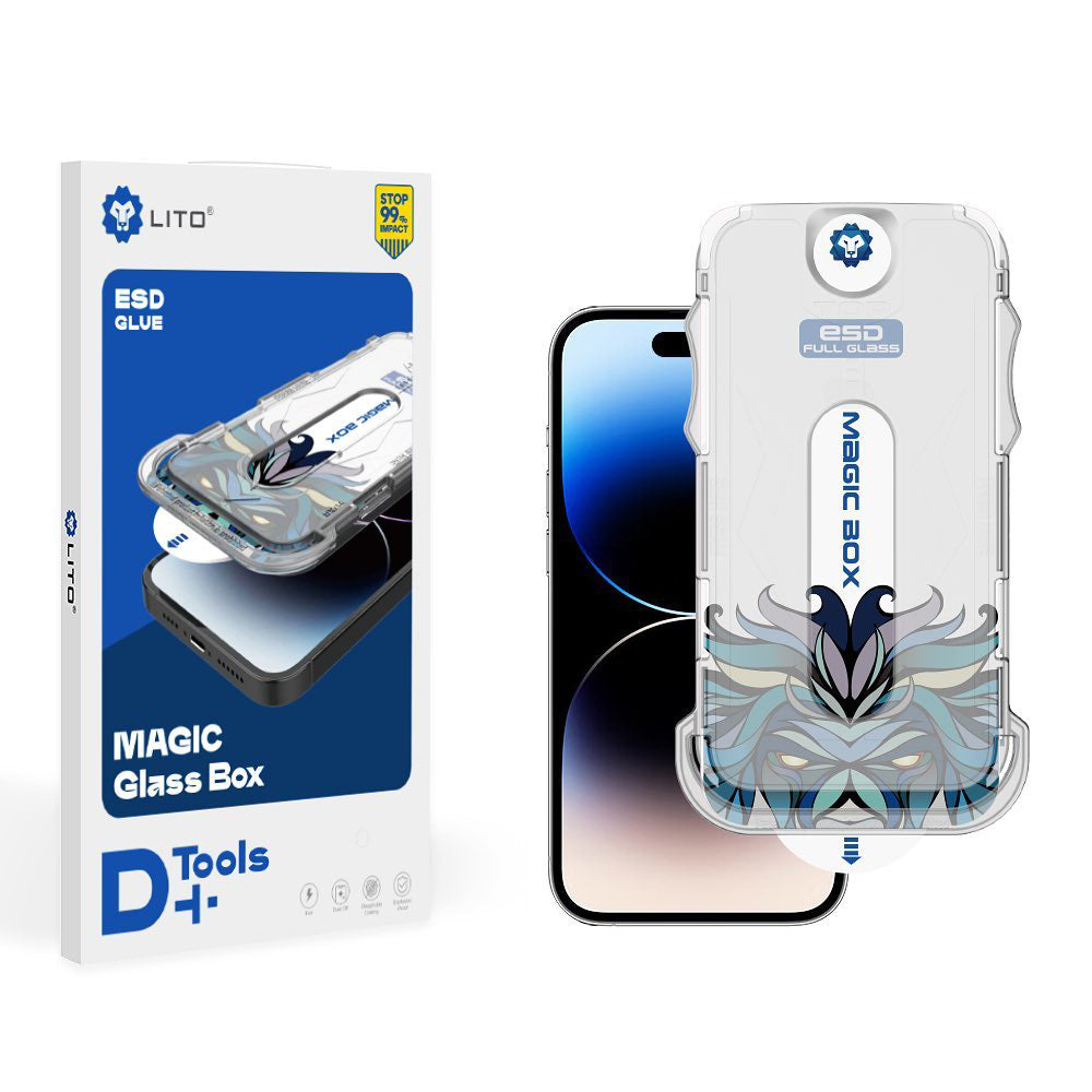 Lito Magic Glass Box D+ Tools -näytönsuoja Apple iPhone 16:lle, turvalasi, täysi liima