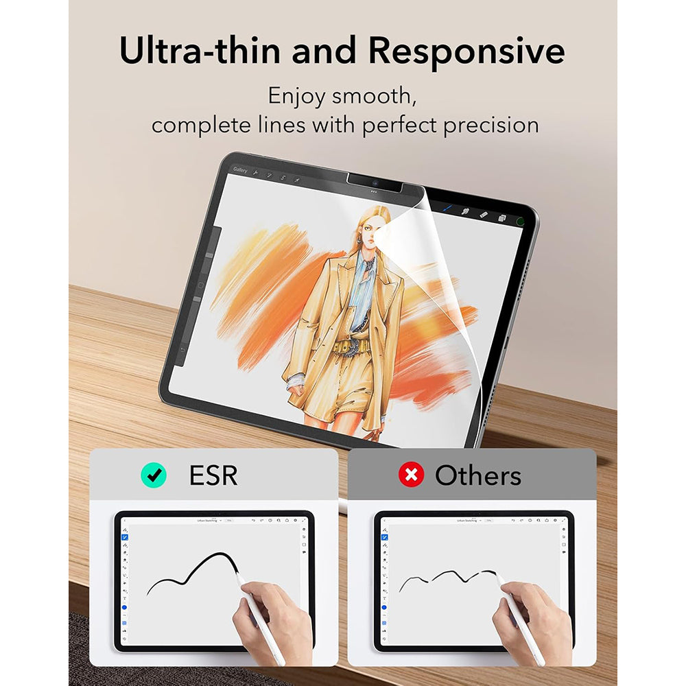 ESR Paper Feel Matte -näytönsuoja Apple iPad Air 13 (2026) / Air 13 (2025) / Air 13 (2024) -laitteille, muovia, täysiliimainen, 2 kappaleen setti