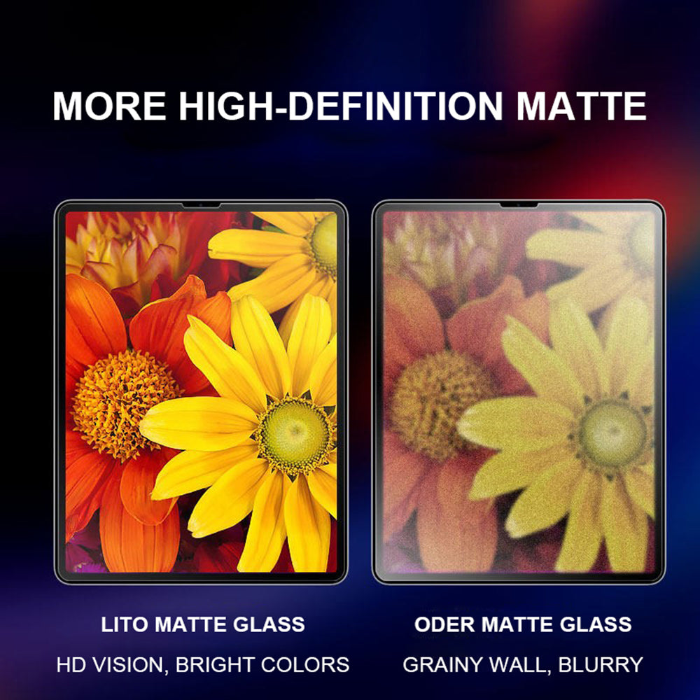 Lito Classic Matte -näytönsuoja Apple iPad Pro 13 (2024) -laitteelle, turvalasi, täysiliimainen, 2.5D
