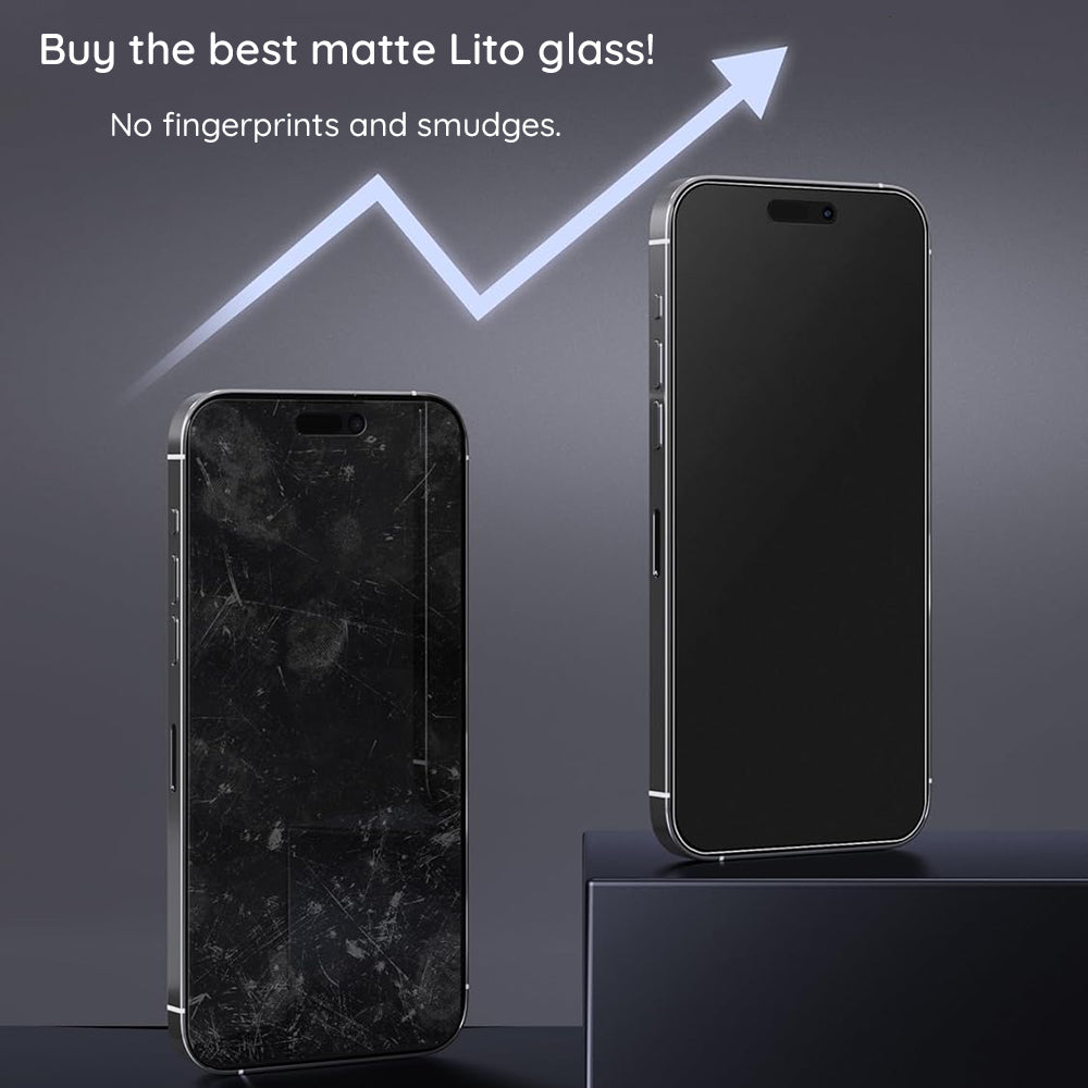 Lito HD Pro Matte -näytönsuoja Apple iPhone 16 Prolle, karkaistu lasi, täysiliimainen, musta