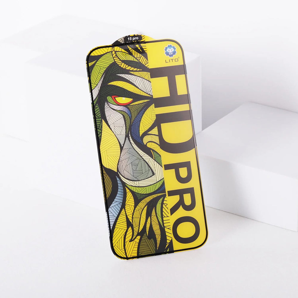 Lito HD Pro Matte -näytönsuoja Apple iPhone 16 Prolle, karkaistu lasi, täysiliimainen, musta