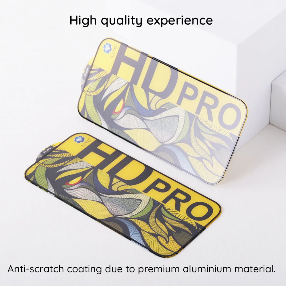 Lito HD Pro Matte -näytönsuoja Apple iPhone 16 Prolle, karkaistu lasi, täysiliimainen, musta