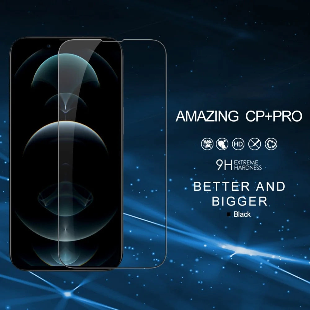 Nillkin CP+ Pro näytönsuoja Apple iPhone 17e / 16e / 14 / 13 Pro / 13, karkaistu lasi, täysi liima, musta