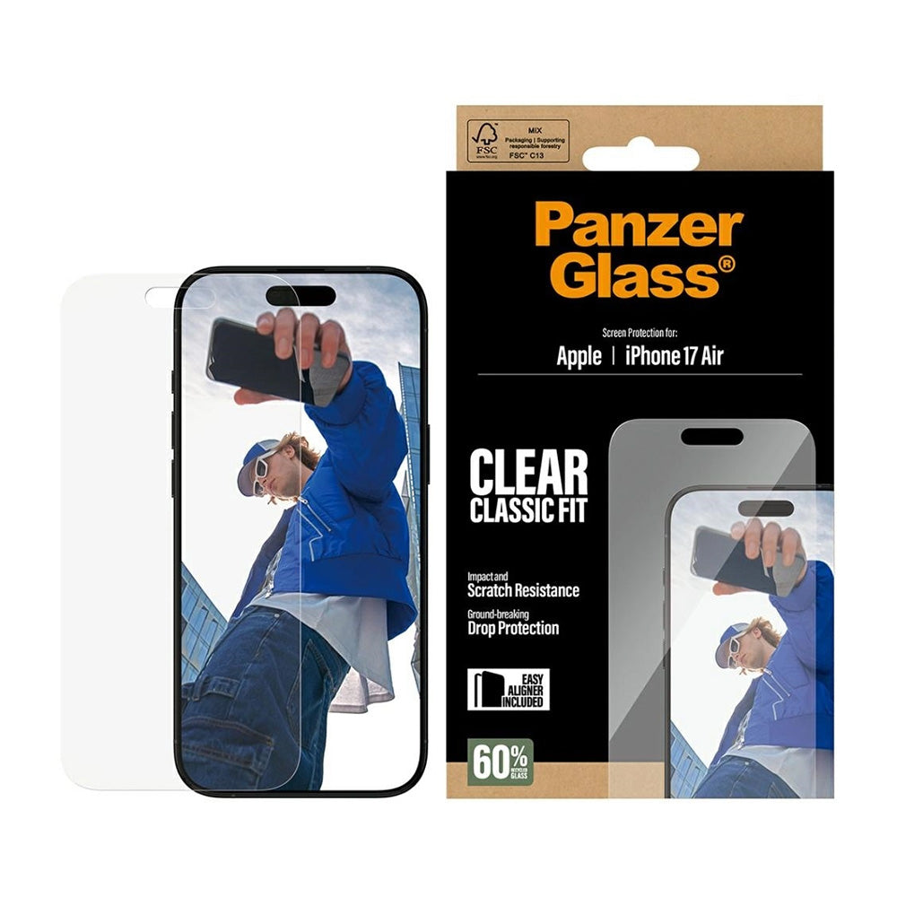 PanzerGlass Classic Fit EasyAligner -suojakalvo Apple iPhone 17 Airille, Turvalasi, Täysliima
