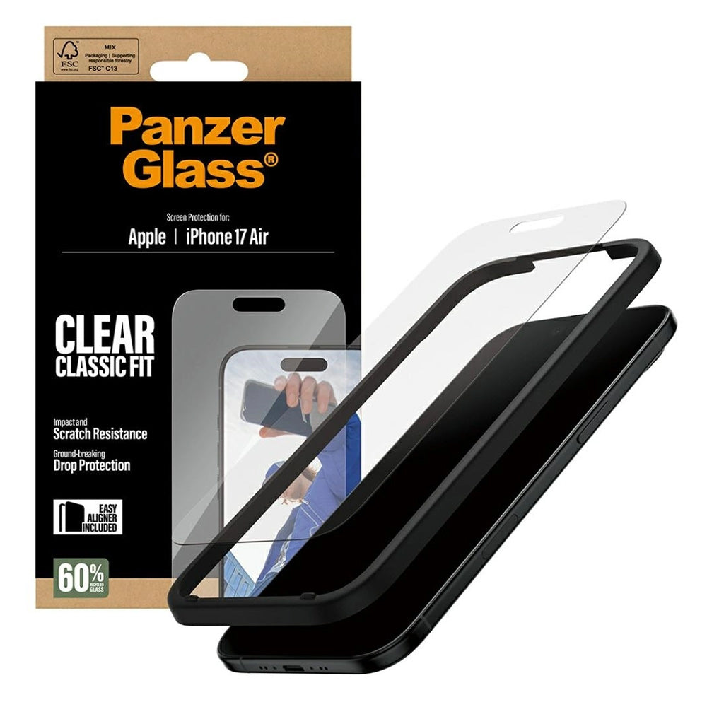 PanzerGlass Classic Fit EasyAligner -suojakalvo Apple iPhone 17 Airille, Turvalasi, Täysliima