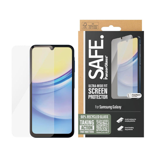 PanzerGlass Safe -suojakalvo. Ultra-Wide Fit Samsung Galaxy A16 5G A166 / A16 4G A165 -puhelimille, karkaistu lasi, Full Glue.