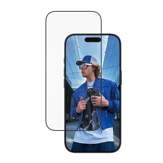 PanzerGlass Ultra-Wide Fit EasyAligner -suojakalvo Apple iPhone 17 / 16 Pro -puhelimille, Turvalasi, Täysliima, Musta