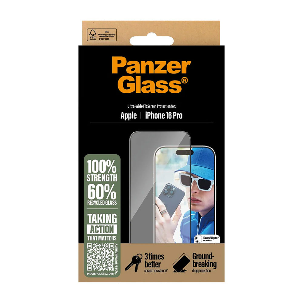 PanzerGlass Ultra-Wide Fit -suojakalvo Apple iPhone 16 Plus / 15 Plus -puhelimille, Karkaistu lasi, Täysliima, Musta