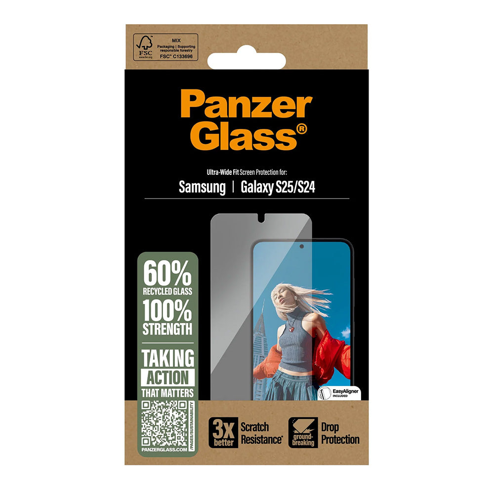 PanzerGlass Ultra-Wide Fit -suojakalvo Samsung Galaxy S25 S931 / S24 S921 -puhelimille, Karkaistu lasi, Täysliima
