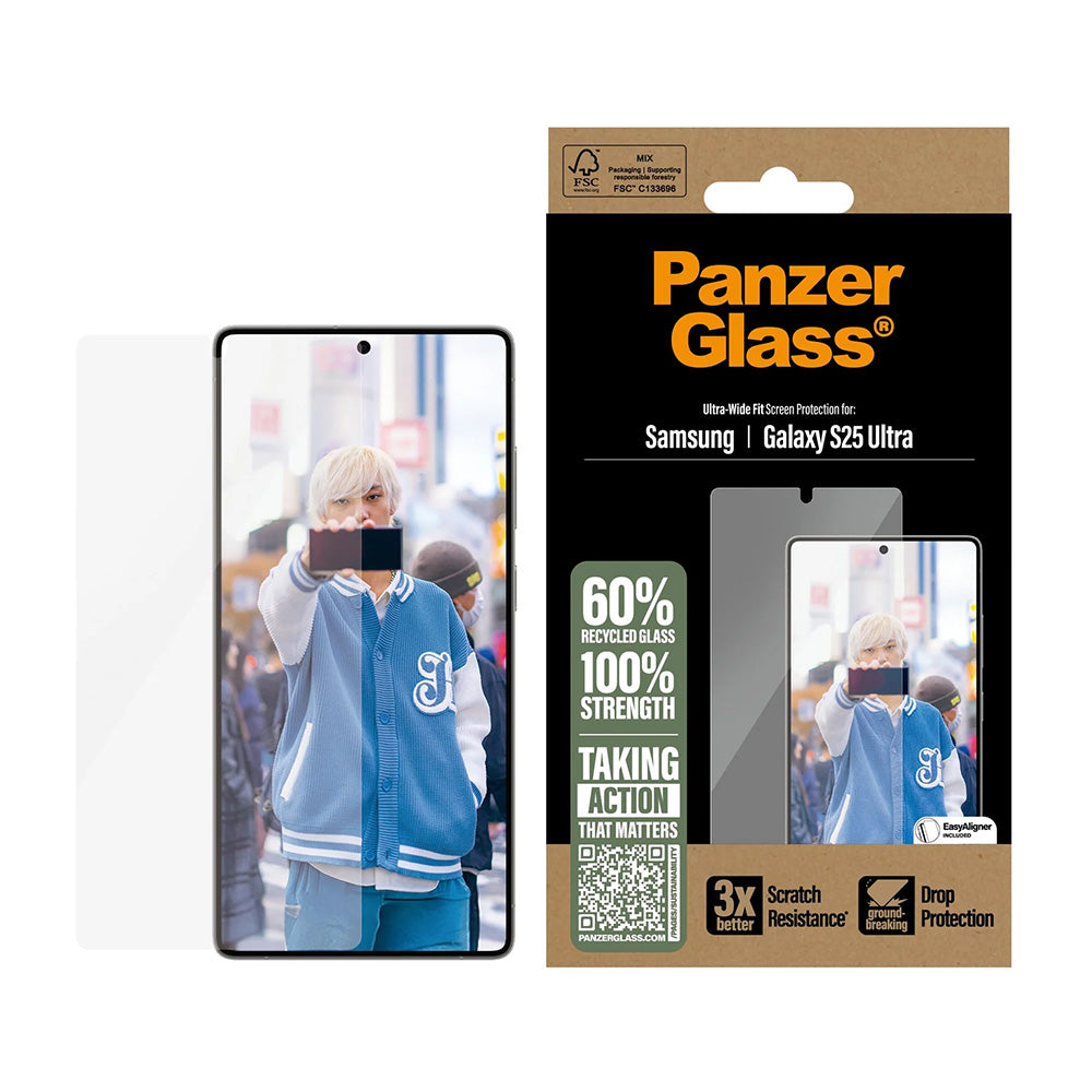 PanzerGlass Ultra-Wide Fit -suojakalvo Samsung Galaxy S25 Ultra S938:lle, karkaistu lasi, täysliima
