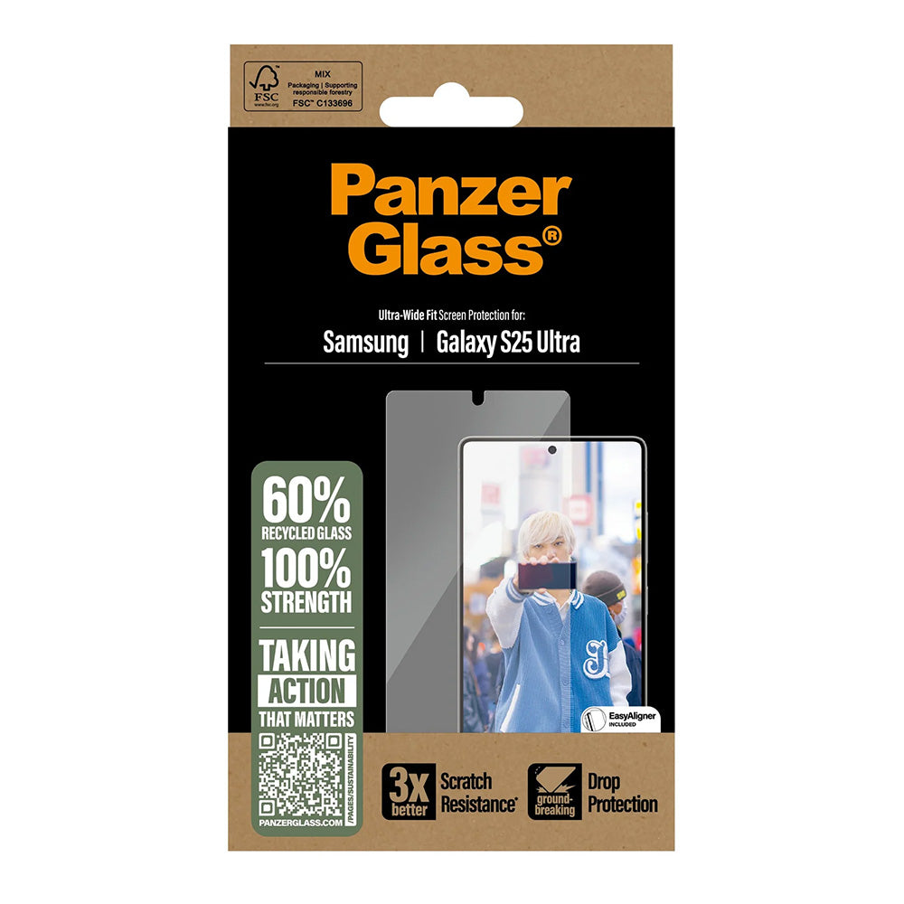 PanzerGlass Ultra-Wide Fit -suojakalvo Samsung Galaxy S25 Ultra S938:lle, karkaistu lasi, täysliima