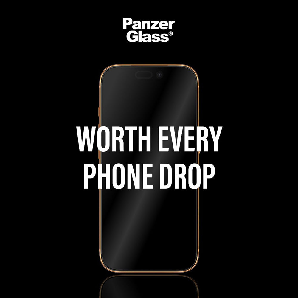PanzerGlass Ultra-Wide Fit Stealth Fastfit -suojakalvo Apple iPhone 17 / 16 Pro -puhelimille, karkaistu lasi, täysliima, musta