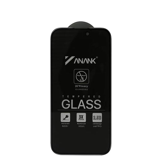 Anank 3X Vahvistettu Privacy-näytönsuoja Apple iPhone 16 Pro Maxille, Turvalasi, Täysiliimainen, 2.5D