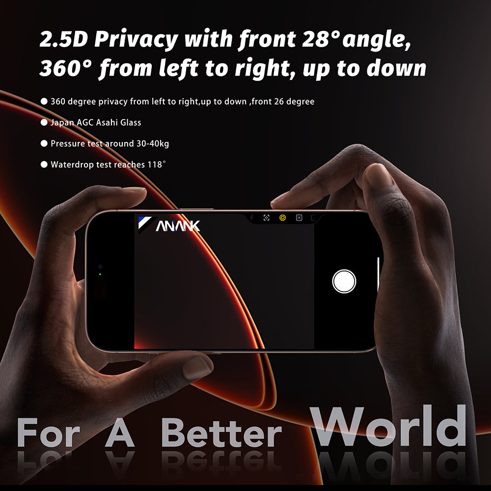 Anank 5X Reinforced 360 Privacy-näytönsuoja Apple iPhone 17:lle, Turvalasi, Full Glue, 2.5D