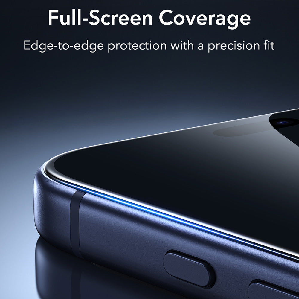 Näytönsuoja Privacy ESR Armorite UltraFit Apple iPhone 18 Pro Maxille, turvalasi, täysiliimainen, 2 kappaleen setti