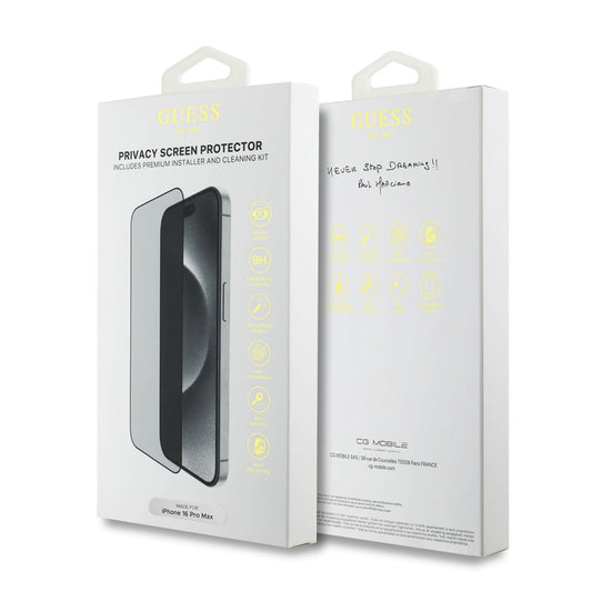 Privacy Guess -näytönsuojakalvo Apple iPhone 16:lle, Panssarilasi, Full Glue, 2.5D, GUTGP16SBOKGCIP