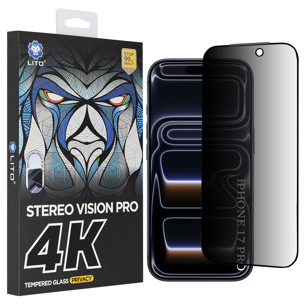 Näytönsuoja Privacy Lito D+ Max 4K Apple iPhone 17 Prolle, Panssarilasi, Full Glue