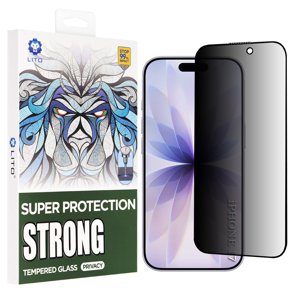 Privacy-näytönsuojakalvo Lito D+ Max Strong Apple iPhone 17 / 16 Pro, karkaistu lasi, Full Glue