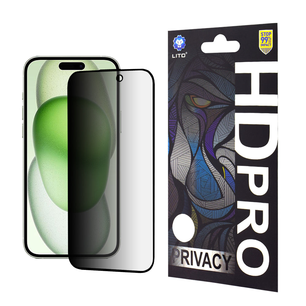 Lito HD Pro -näytönsuoja Apple iPhone 15 Plusille, turvalasi, täysiliimainen