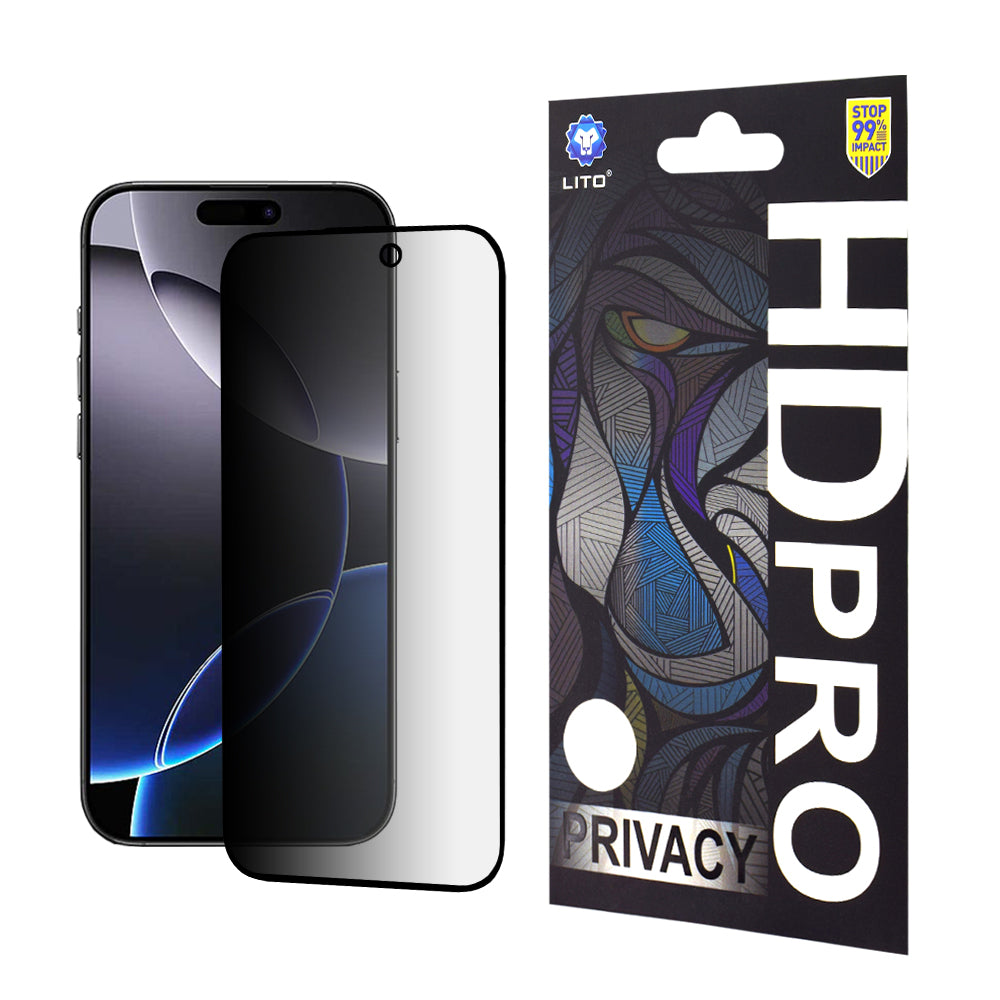Näytönsuoja Privacy Lito HD Pro Apple iPhone 16 Pro Maxille, Karkaistu lasi, Täysi liima