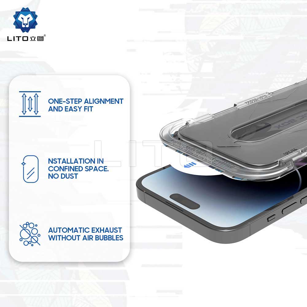 Näytönsuoja Privacy Lito Magic Glass Box D+ Tools Apple iPhone 15 Pro:lle, turvalasi, täysi liima