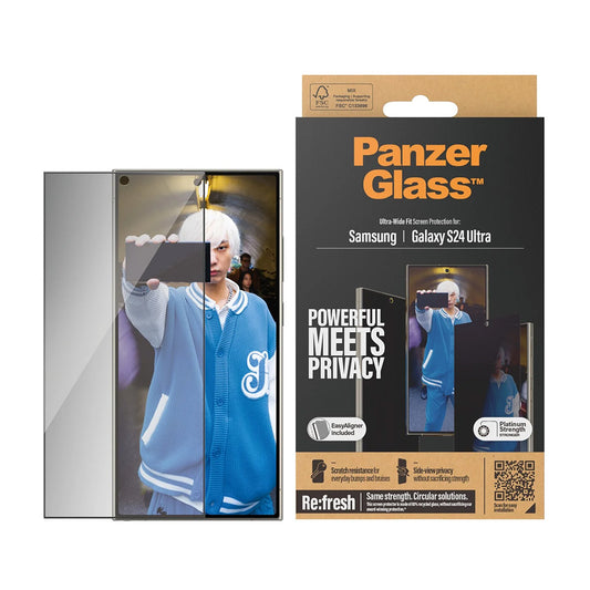 Privacy PanzerGlass Ultra-Wide Fit EasyAligner -näytönsuojakalvo Samsung Galaxy S24 Ultra S928:lle, karkaistu lasi, täysliima