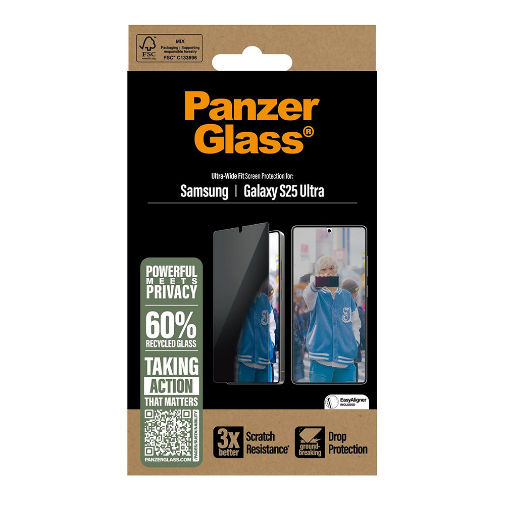 PanzerGlass Ultra-Wide Fit Privacy-näytönsuoja Samsung Galaxy S25 Ultra S938:lle, karkaistu lasi, täysliima