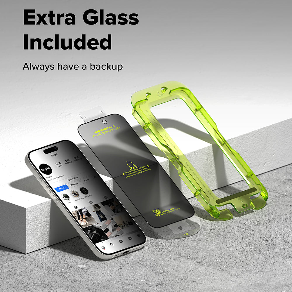 Ringke Easy Slide Privacy -näytönsuoja Apple iPhone 17 Prolle, karkaistu lasi, täysiliimainen, 2 kappaleen setti