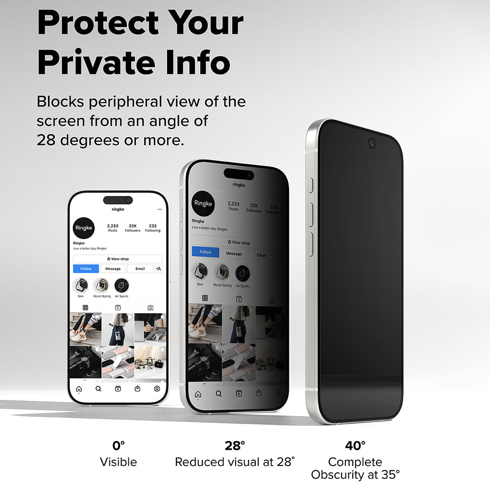 Ringke Easy Slide Privacy -näytönsuoja Apple iPhone 17 Prolle, karkaistu lasi, täysiliimainen, 2 kappaleen setti