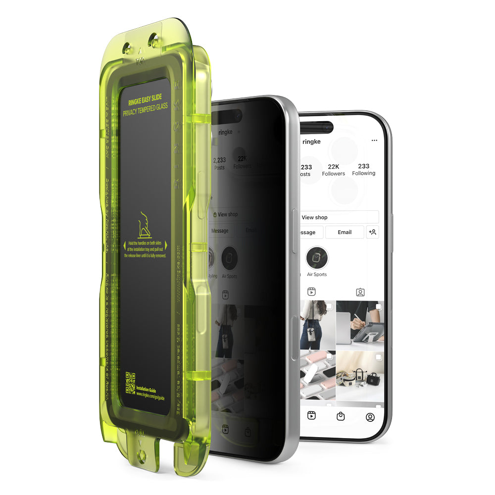 Ringke Easy Slide Privacy -näytönsuoja Apple iPhone 18 Pro Maxille, turvalasi, täysiliimainen, 2 kappaleen setti