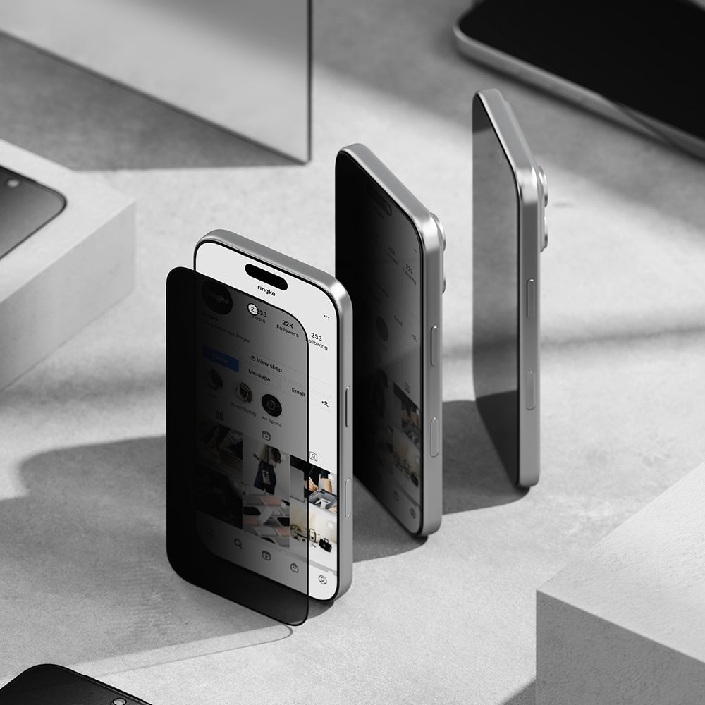 Ringke Easy Slide Privacy -näytönsuoja Apple iPhone 18 Pro Maxille, turvalasi, täysiliimainen, 2 kappaleen setti