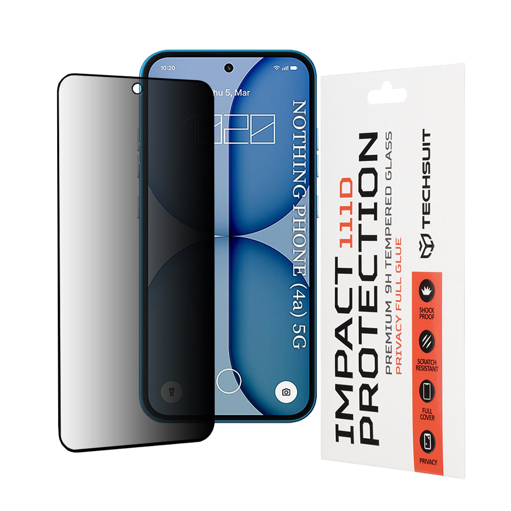 Privacy Techsuit -näytönsuojakalvo Nothing Phone (4a) -puhelimelle, Panssarilasi, Täysliima, 111D