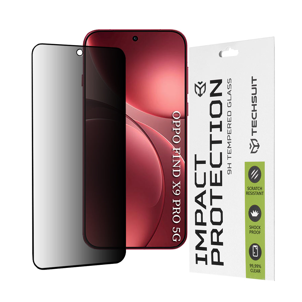 Privacy Techsuit -näytönsuojakalvo Oppo Find X9 Prolle, Panssarilasi, Täysliima, 111D