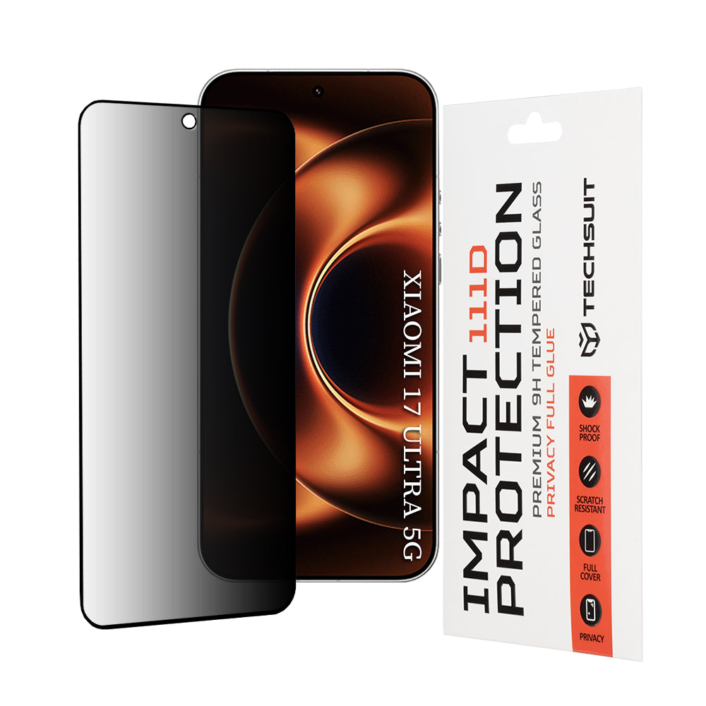 Privacy Techsuit -näytönsuojakalvo Xiaomi 17 Ultra -puhelimelle, Panssarilasi, Full Glue, 111D