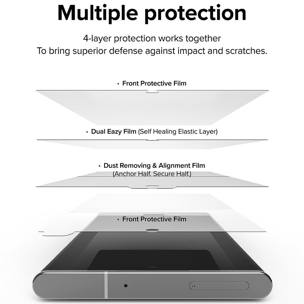 Ringke Dual Easy -suojakalvo Samsung Galaxy S22 Ultra 5G S908 -puhelimelle, Muovi, 2 kappaleen setti